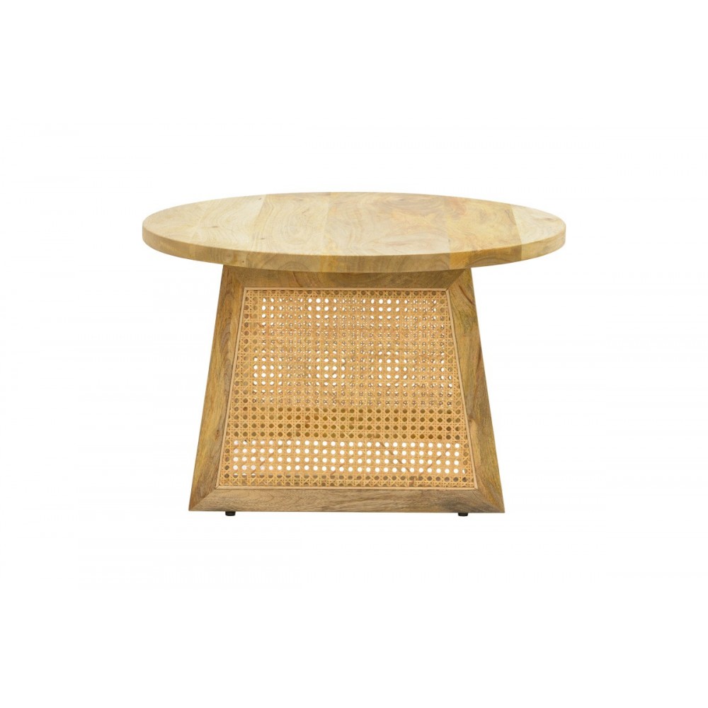 Τραπέζι "TAMARIND" από ξύλο/rattan σε χρώμα φυσικό Φ65x40