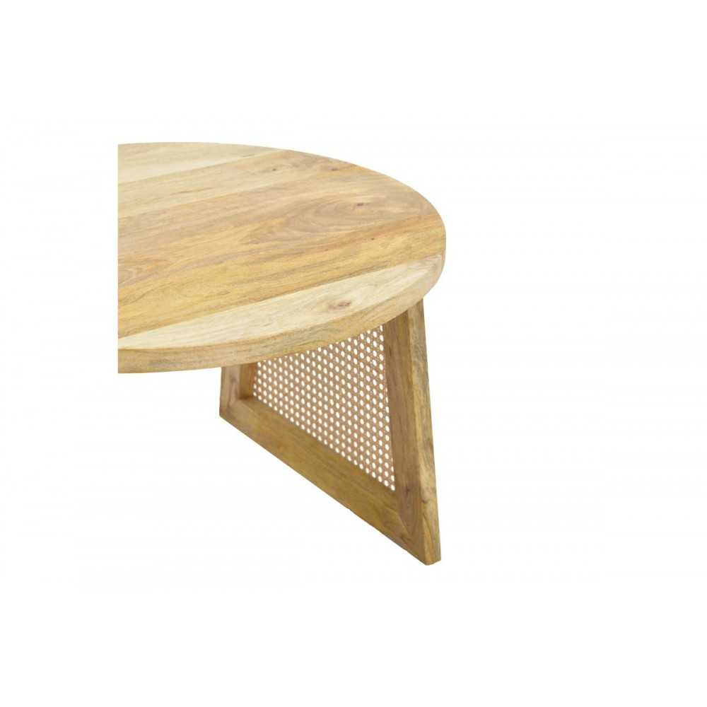 Τραπέζι "TAMARIND" από ξύλο/rattan σε χρώμα φυσικό Φ65x40
