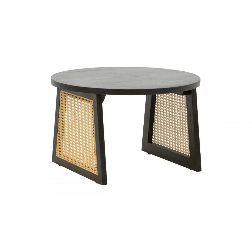 Τραπέζι "TAMARIND" από ξύλο/rattan σε χρώμα μαύρο/φυσικό Φ65x40