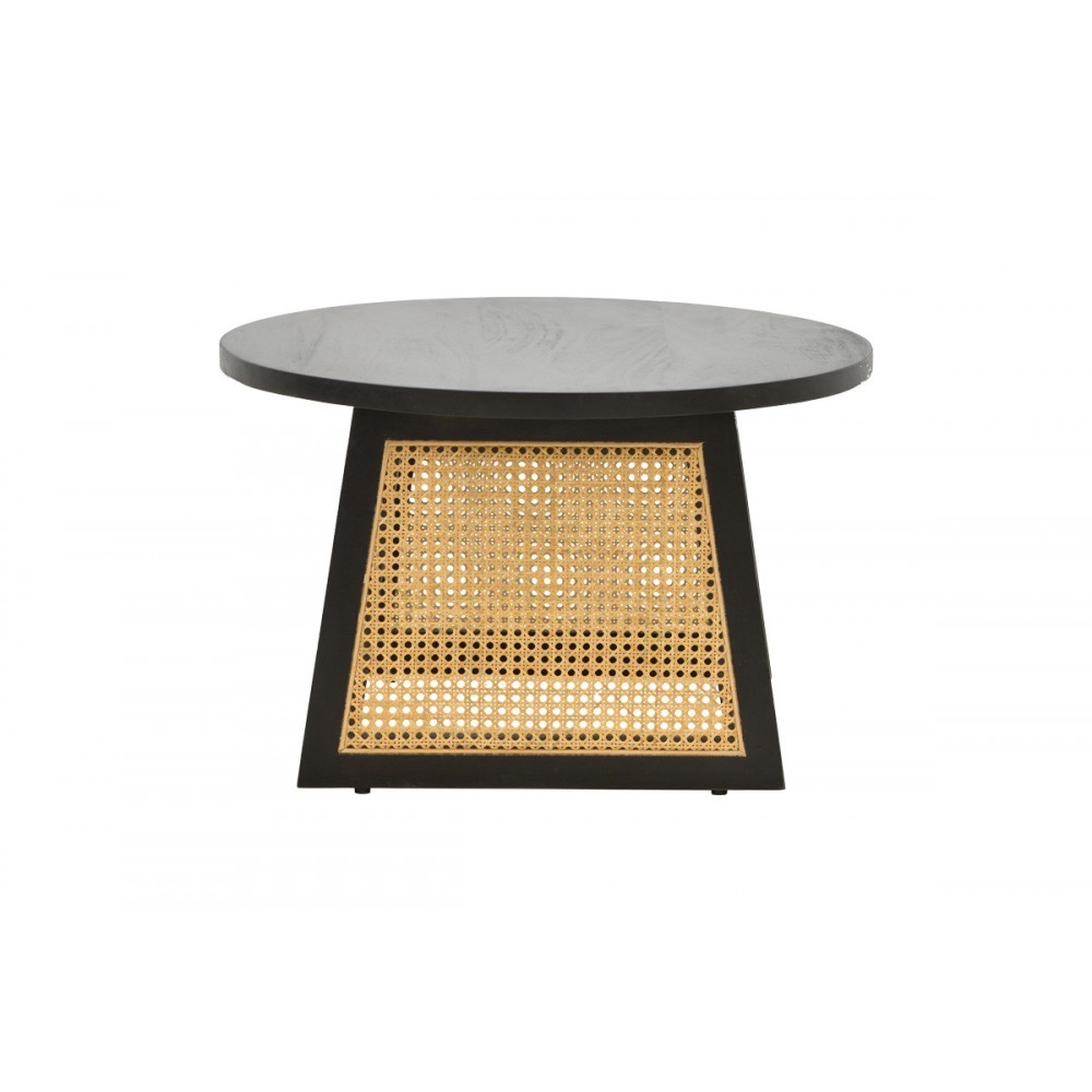 Τραπέζι "TAMARIND" από ξύλο/rattan σε χρώμα μαύρο/φυσικό Φ65x40