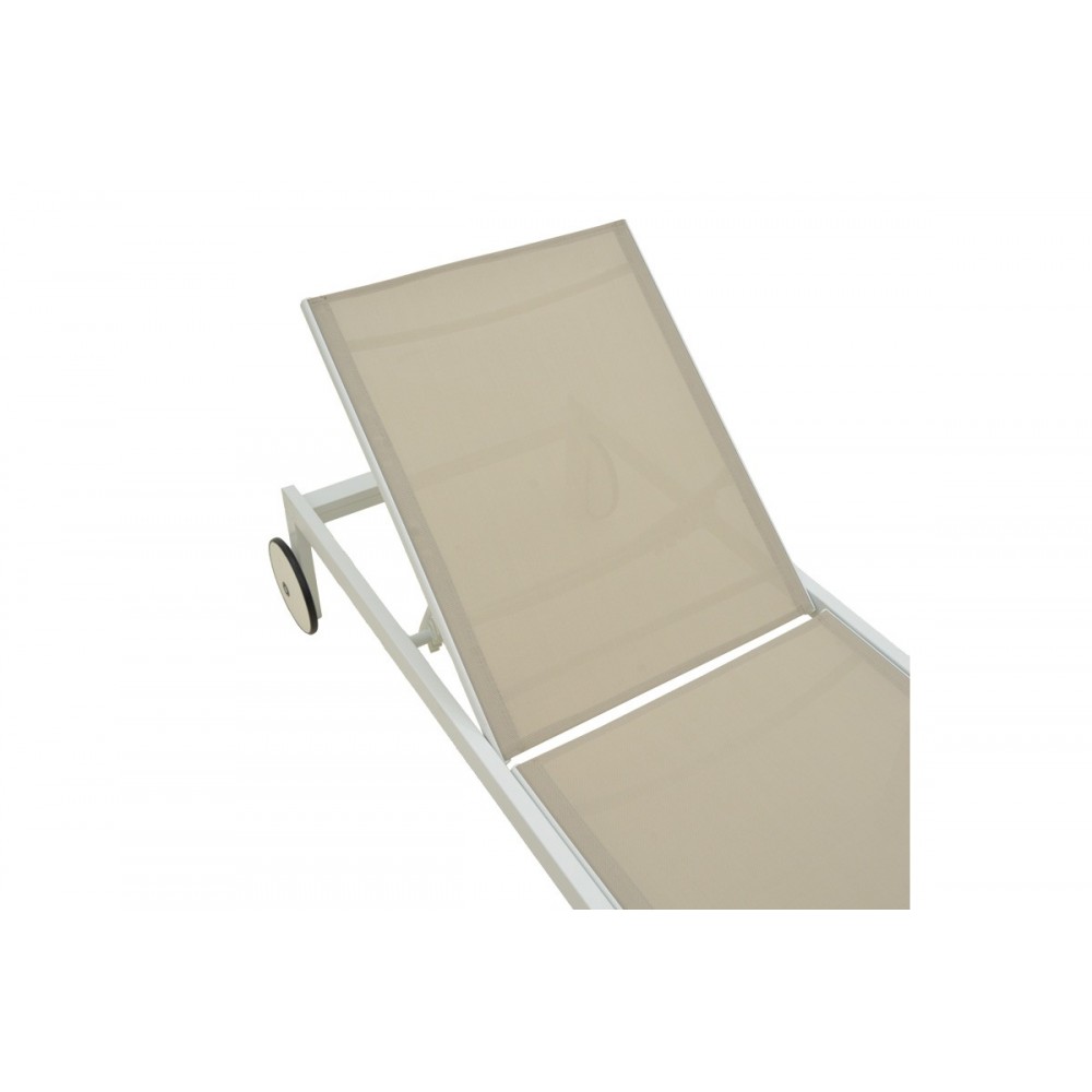 Ξαπλώστρα "MAILO" από αλουμίνιο/textilene σε χρώμα λευκό/μπεζ 71x206x30