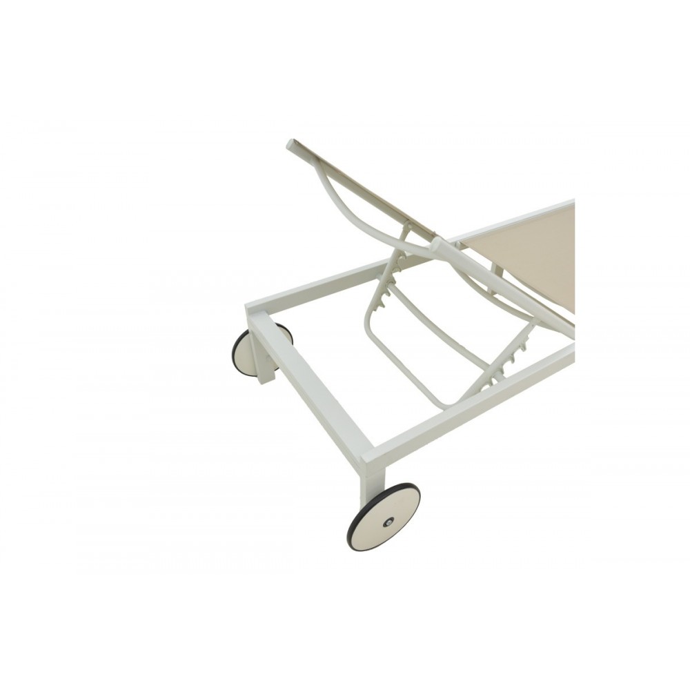 Ξαπλώστρα "MAILO" από αλουμίνιο/textilene σε χρώμα λευκό/μπεζ 71x206x30