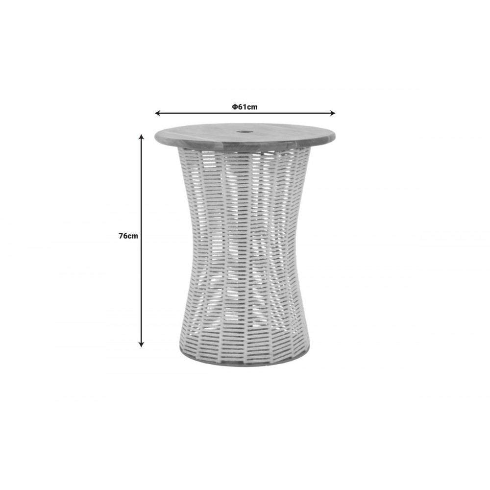 Τραπέζι "LEMELO" από ξύλο/γιούτα σε χρώμα εκρού Φ61x76