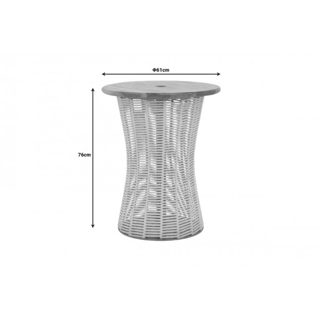 Τραπέζι "LEMELO" από ξύλο/γιούτα σε χρώμα εκρού Φ61x76