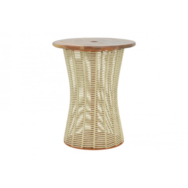 Τραπέζι "LEMELO" από ξύλο/γιούτα σε χρώμα εκρού Φ61x76