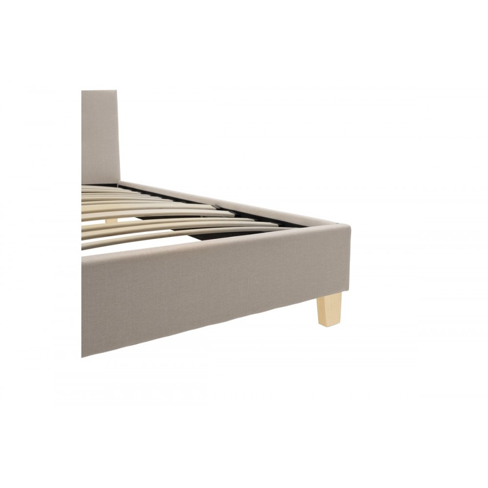 Κρεβάτι "MAGO" από ύφασμα/ξύλο σε χρώμα εκρού/φυσικό 147x214x88