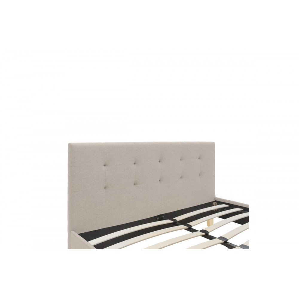 Κρεβάτι "MAGO" από ύφασμα/ξύλο σε χρώμα εκρού/φυσικό 147x214x88