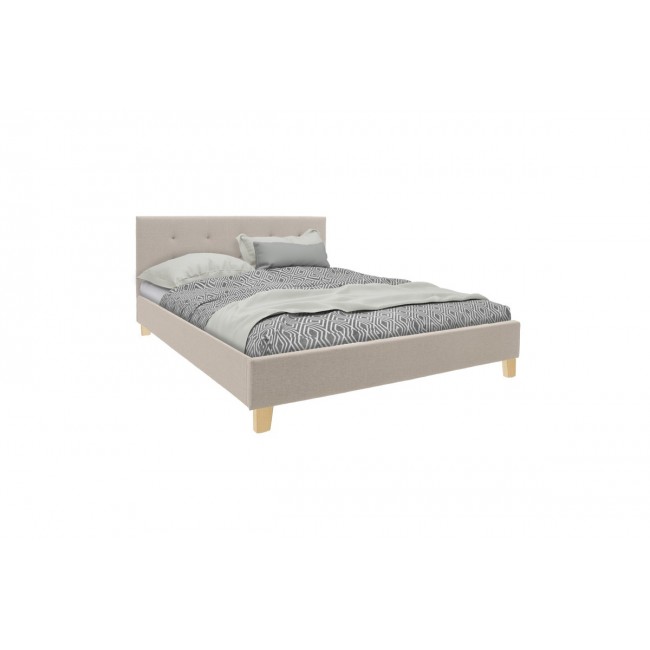 Κρεβάτι "MAGO" από ύφασμα/ξύλο σε χρώμα εκρού/φυσικό 147x214x88