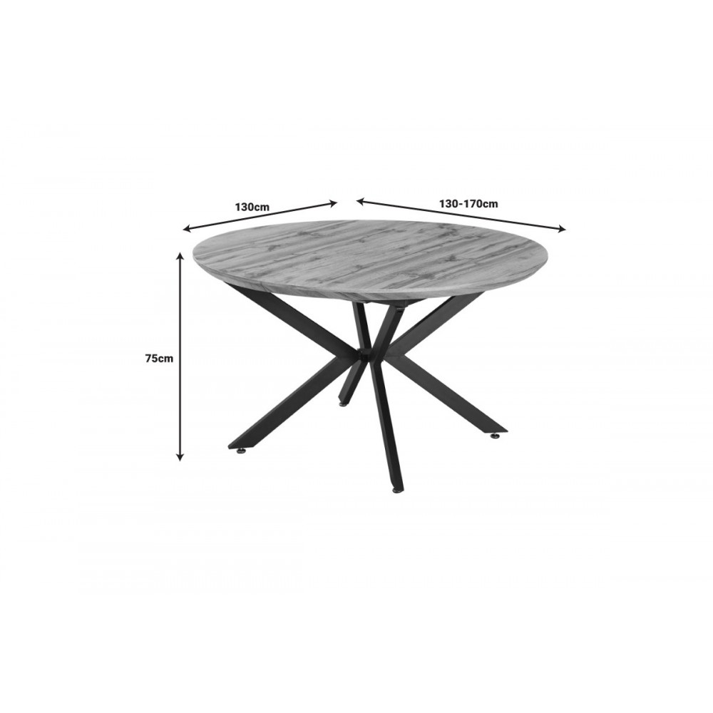 Τραπέζι επεκτεινόμενο "EDINA" από mdf/μέταλλο σε χρώμα σονόμα/μαύρο 130-170x130x75