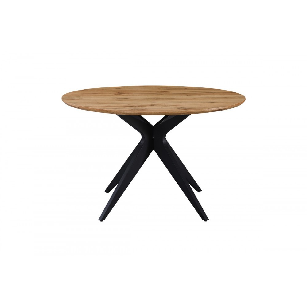 Τραπέζι "TODA" από mdf/μέταλλο σε χρώμα σονόμα/μαύρο Φ120x75