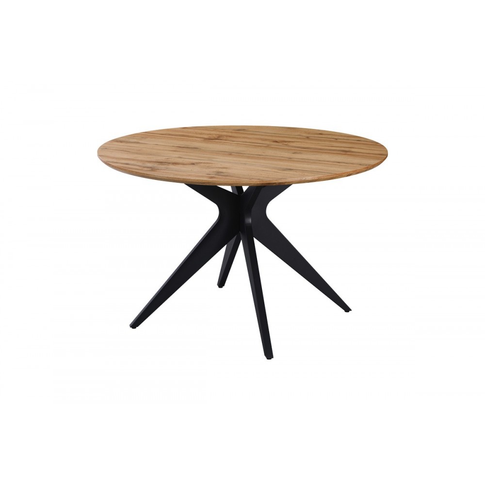 Τραπέζι "TODA" από mdf/μέταλλο σε χρώμα σονόμα/μαύρο Φ120x75