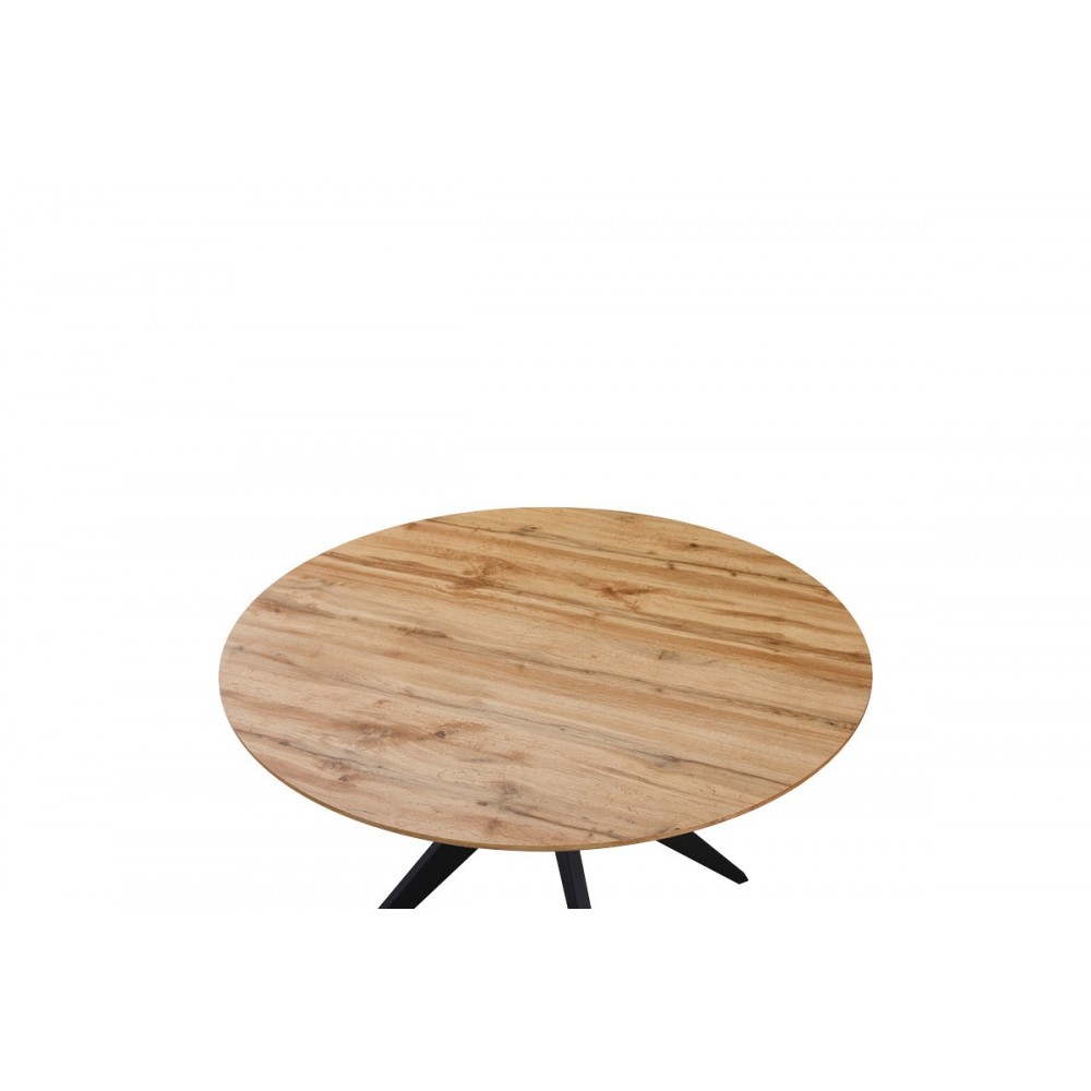 Τραπέζι "TODA" από mdf/μέταλλο σε χρώμα σονόμα/μαύρο Φ120x75