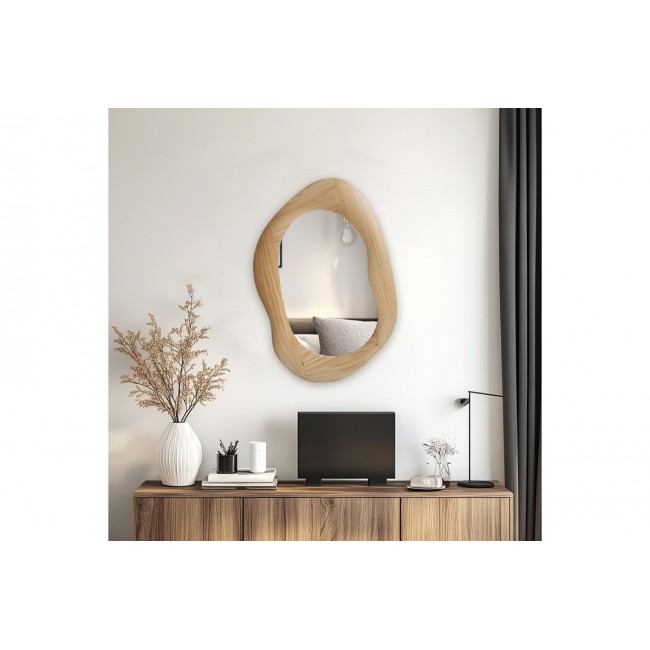 Καθρέπτης οβάλ "ENOLA" από mdf σε χρώμα φυσικό 54x2.5x80