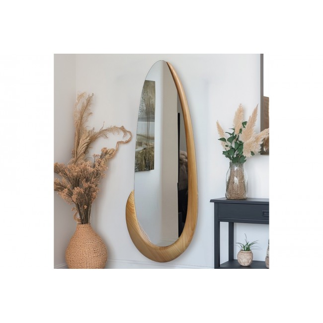 Καθρέπτης οβάλ "MARLY" από mdf σε φυσικό χρώμα 50.5x4x127