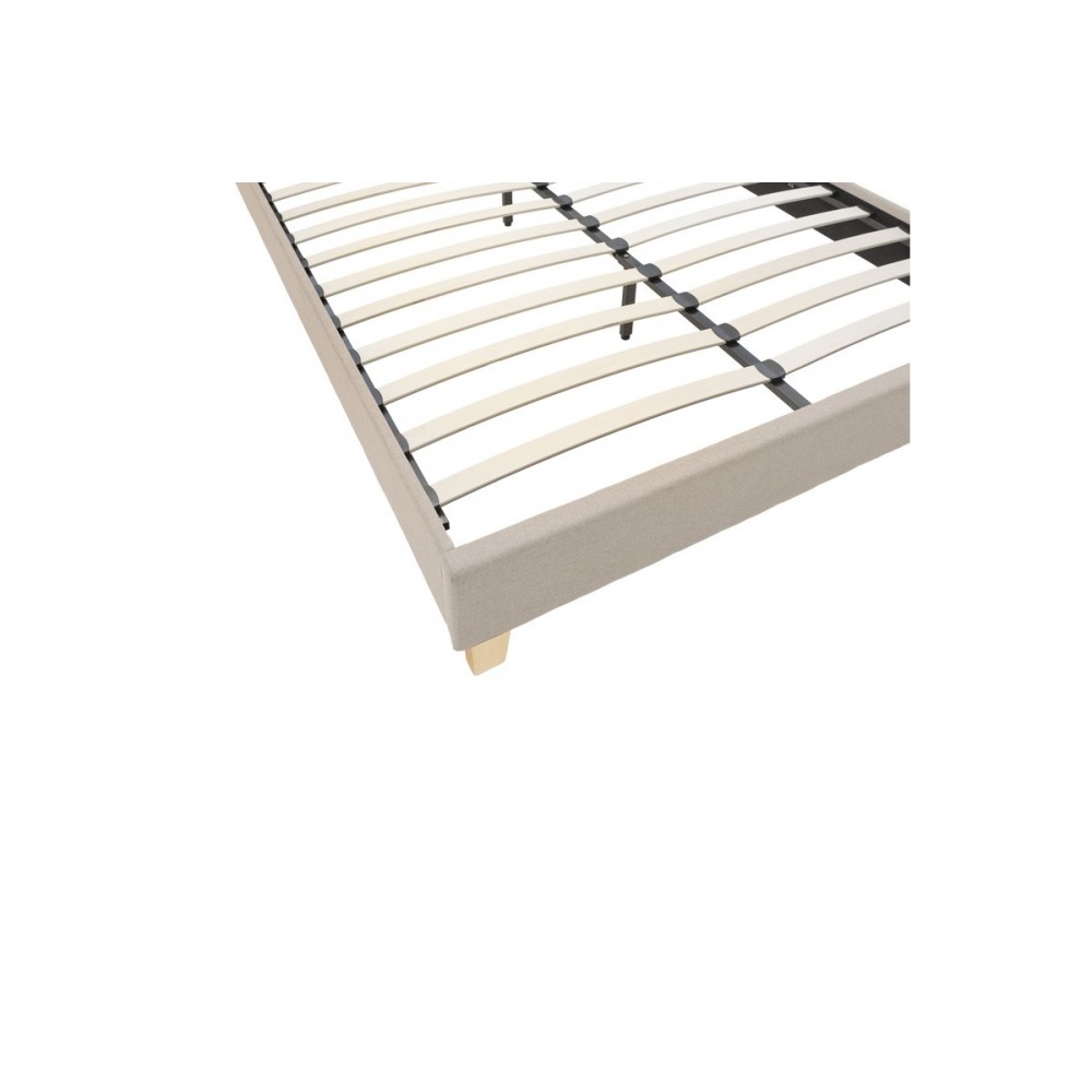 Κρεβάτι "MAGO" από ύφασμα/ξύλο σε χρώμα εκρού/φυσικό 167x214x88