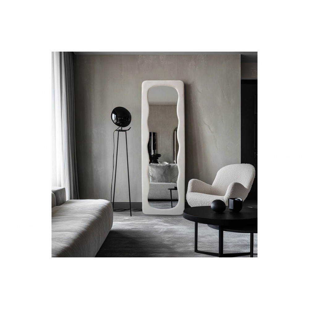 Καθρέπτης "LEZOUR" από βελούδο σε χρώμα λευκό 50x5x170