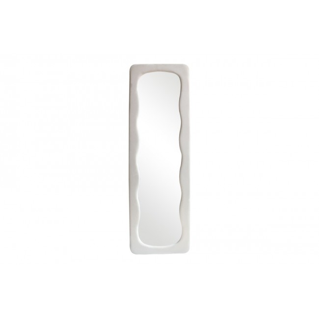 Καθρέπτης "LEZOUR" από βελούδο σε χρώμα λευκό 50x5x170