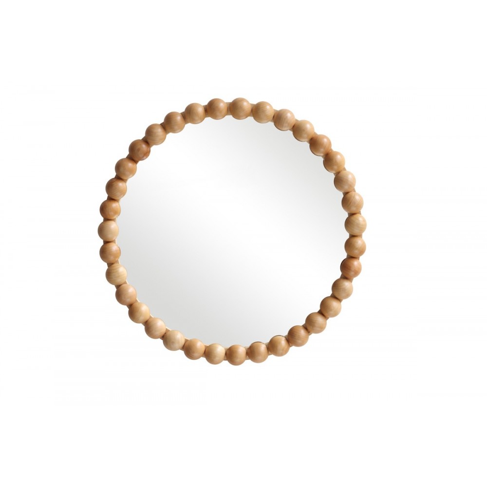 Καθρέπτης "SPECIO" από ξύλο σε χρώμα φυσικό Φ60x4.5