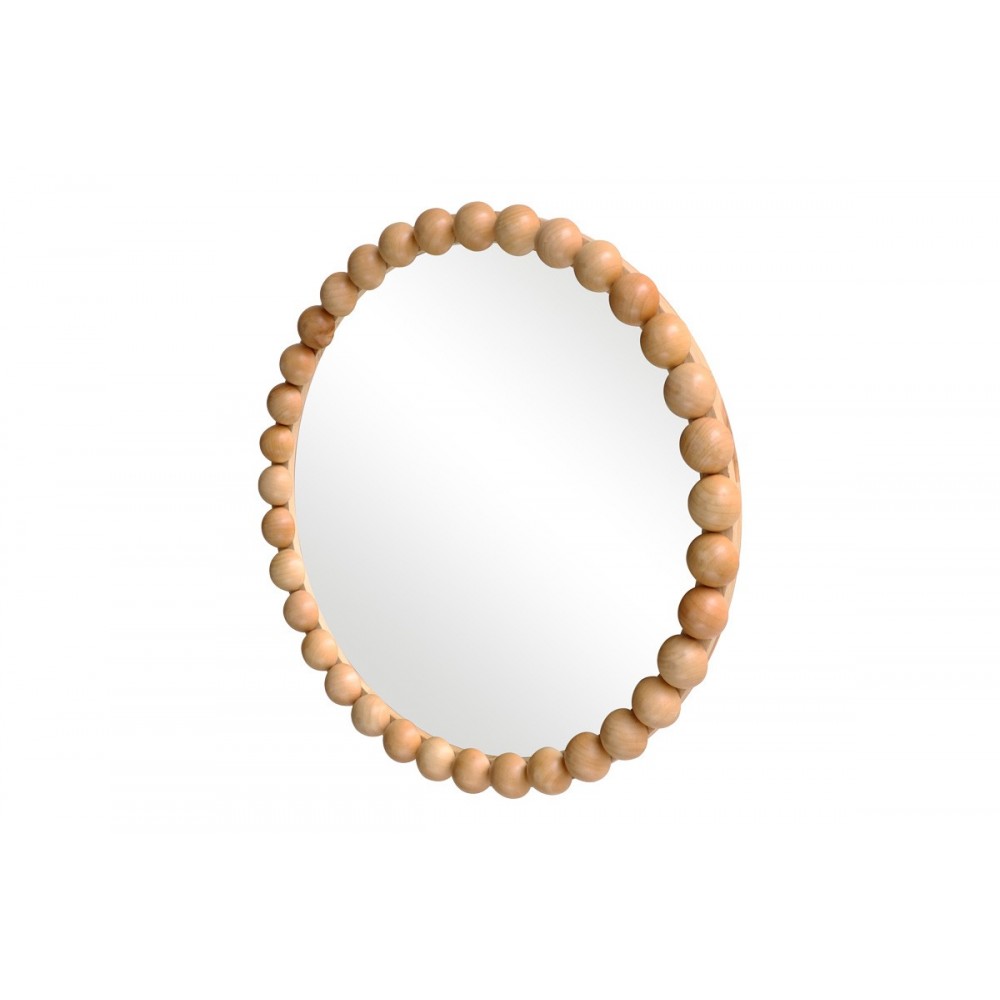 Καθρέπτης "SPECIO" από ξύλο σε χρώμα φυσικό Φ60x4.5