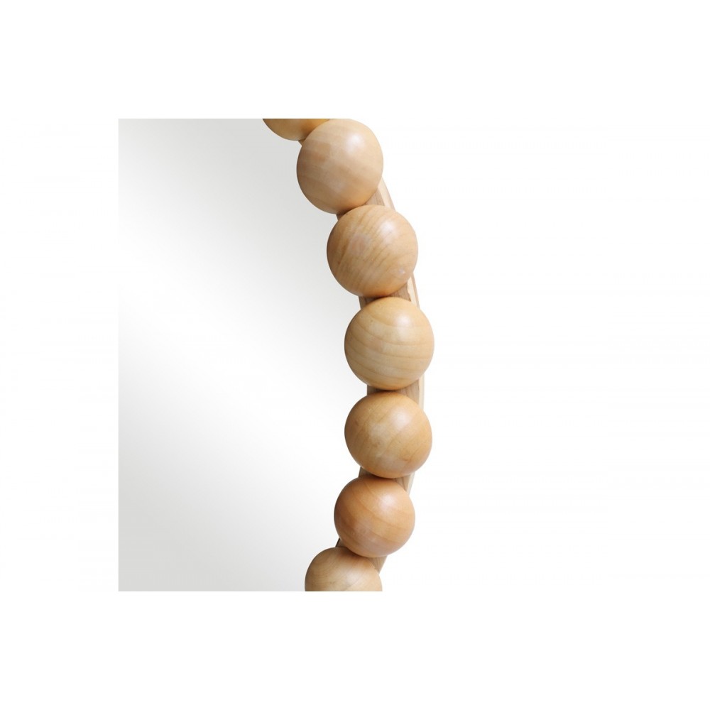 Καθρέπτης "SPECIO" από ξύλο σε χρώμα φυσικό Φ60x4.5