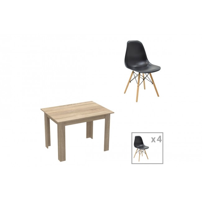 Τραπεζαρία 5τμχ "MANKA-JULITA" σε χρώμα σονόμα/μαύρο 110x80x77