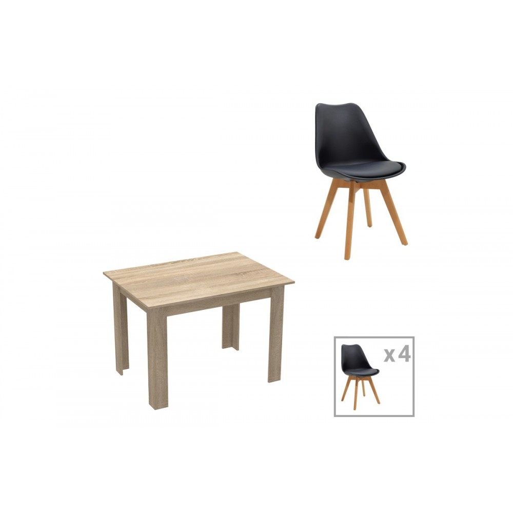 Τραπεζαρία 5τμχ "MANKA-GASTON" σε χρώμα σονόμα/μαύρο 110x80x77