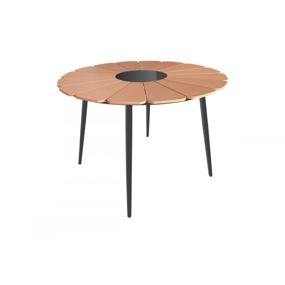 Τραπεζαρία 5τμχ "PINAP-DASHIELL" από αλουμίνιο/plywood σε χρώμα μαύρο/φυσικό Φ110x74