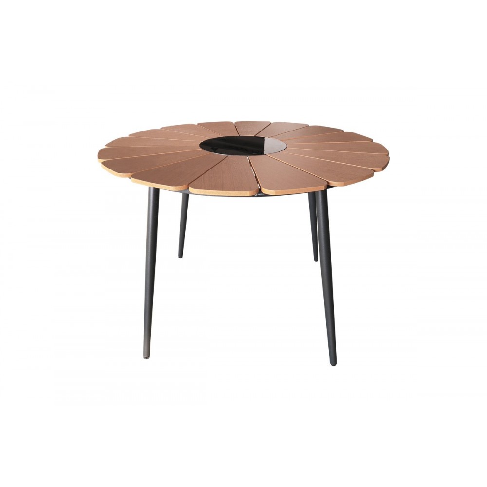 Τραπεζαρία 5τμχ "PINAP-DASHIELL" από αλουμίνιο/plywood σε χρώμα μαύρο/φυσικό Φ110x74