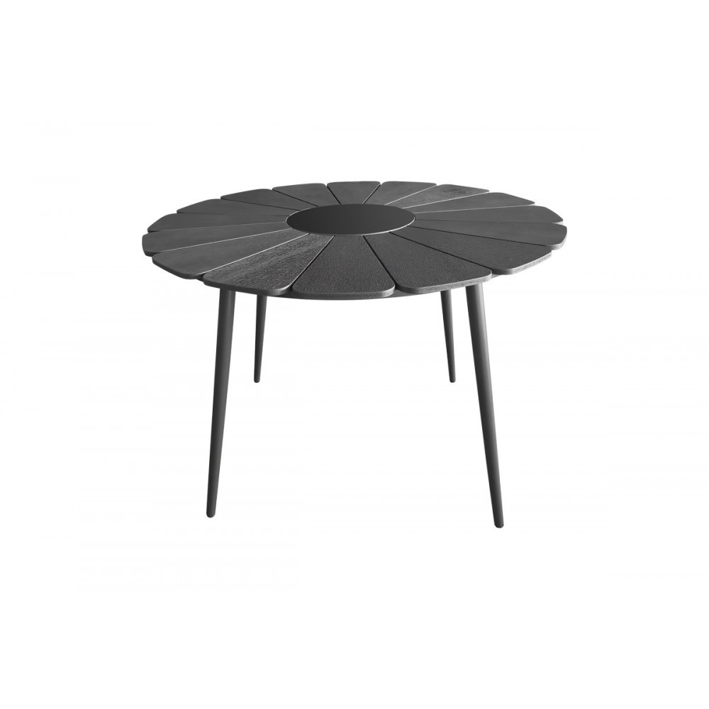 Τραπεζαρία 5τμχ "PINAP-DASHIELL" από αλουμίνιο/plywood σε χρώμα μαύρο Φ110x74