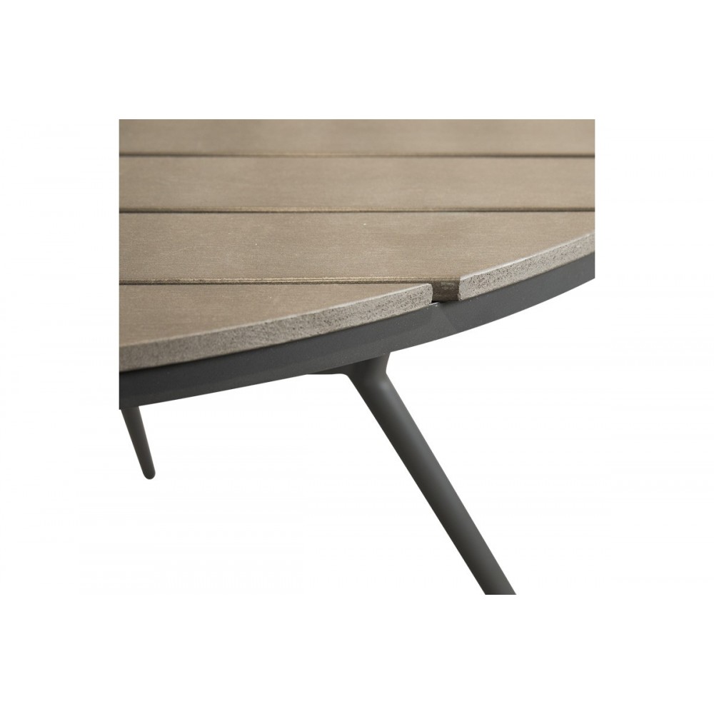 Τραπεζαρία 5τμχ "APPA-MOLY" από αλουμίνιο/plywood σε χρώμα ανθρακί Φ120x74