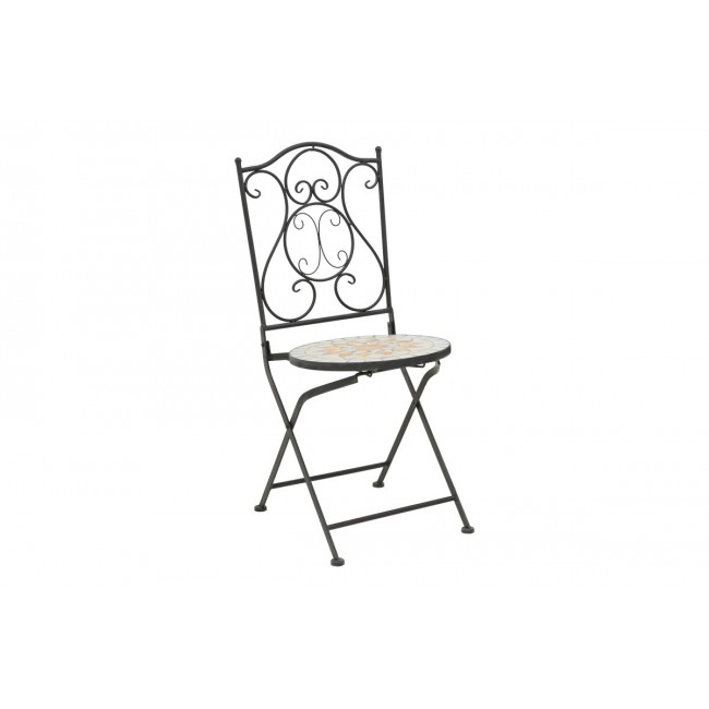 Τραπεζαρία 3τμχ "SELLIS" από μέταλλο με μωσαϊκό ψηφιδωτό Φ60x70