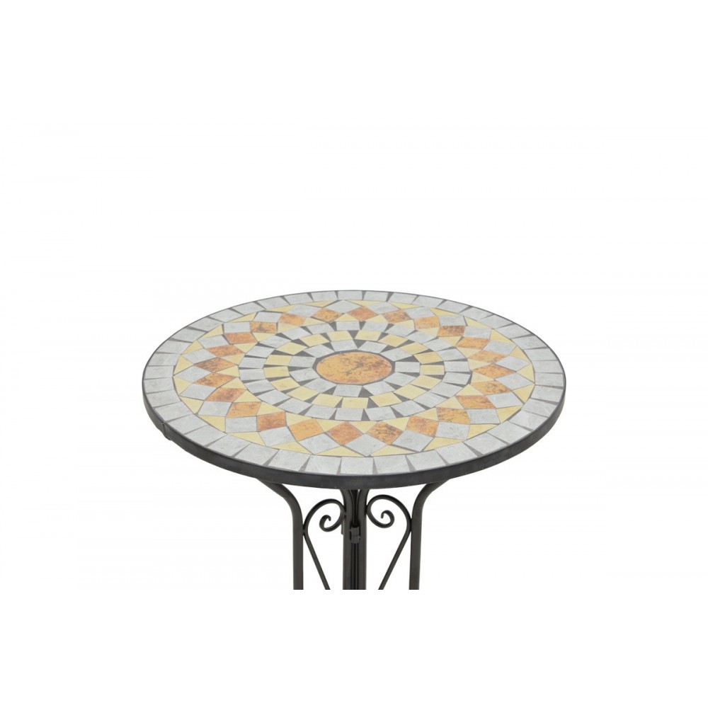 Τραπεζαρία 3τμχ "SELLIS" από μέταλλο με μωσαϊκό ψηφιδωτό Φ60x70