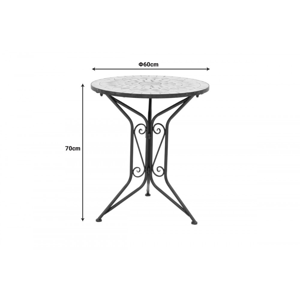 Τραπεζαρία 3τμχ "SELLIS" από μέταλλο με μωσαϊκό ψηφιδωτό Φ60x70