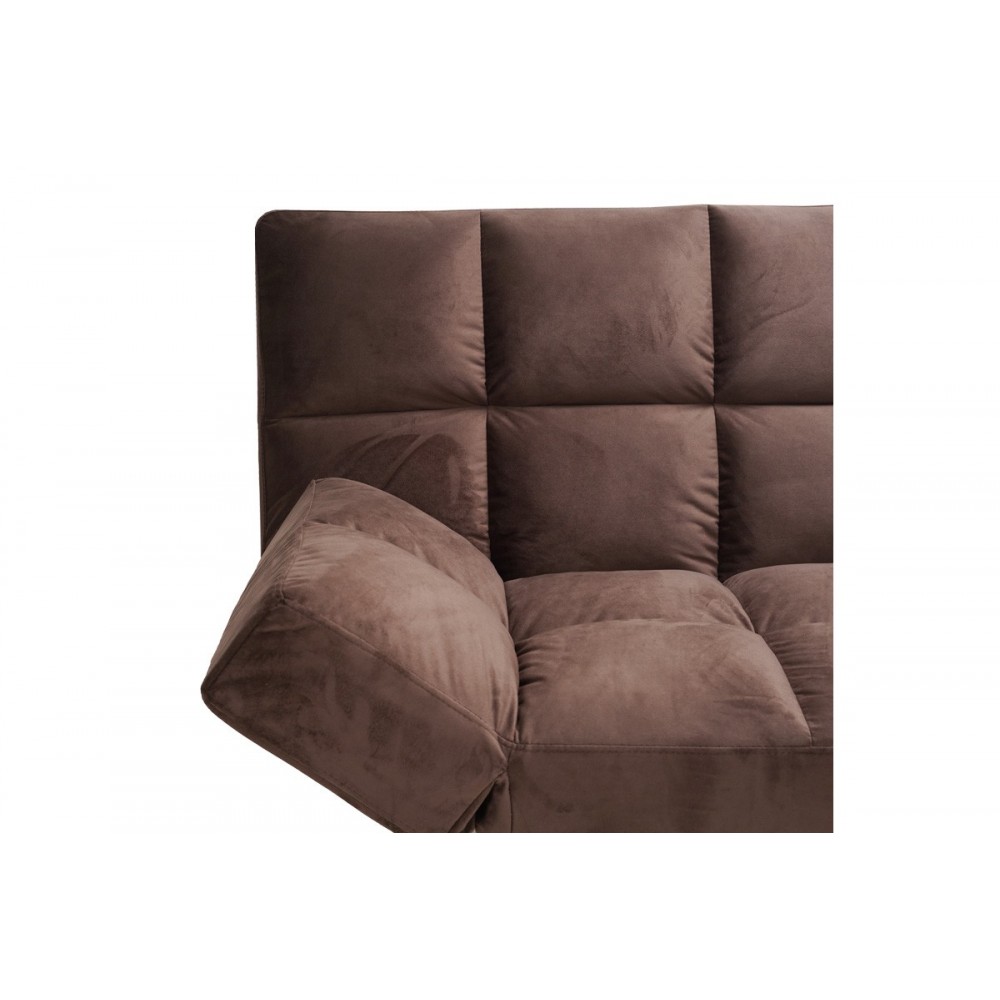 Καναπές-κρεβάτι "FREDDO" τριθέσιος από βελούδο σε χρώμα καφέ 181x81x86