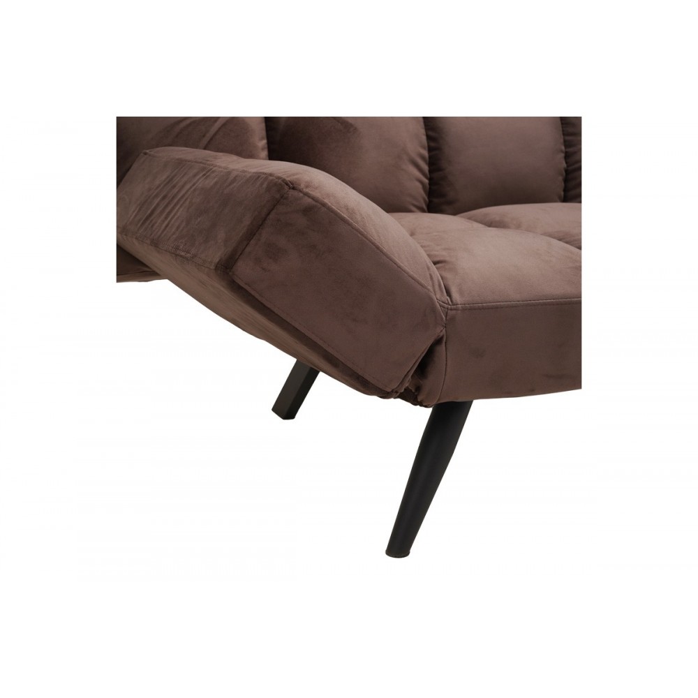 Καναπές-κρεβάτι "FREDDO" τριθέσιος από βελούδο σε χρώμα καφέ 181x81x86