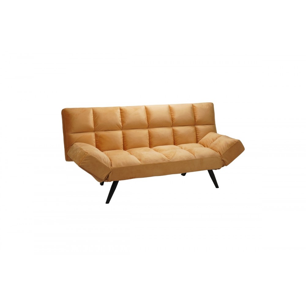 Καναπές-κρεβάτι "FREDDO" τριθέσιος από βελούδο σε χρώμα κίτρινο 181x81x86