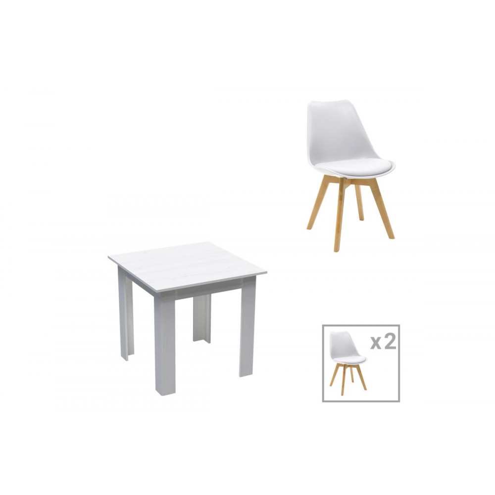 Τραπεζαρία 3τμχ "MANKA-GASTON" σε χρώμα λευκό 80x80x77