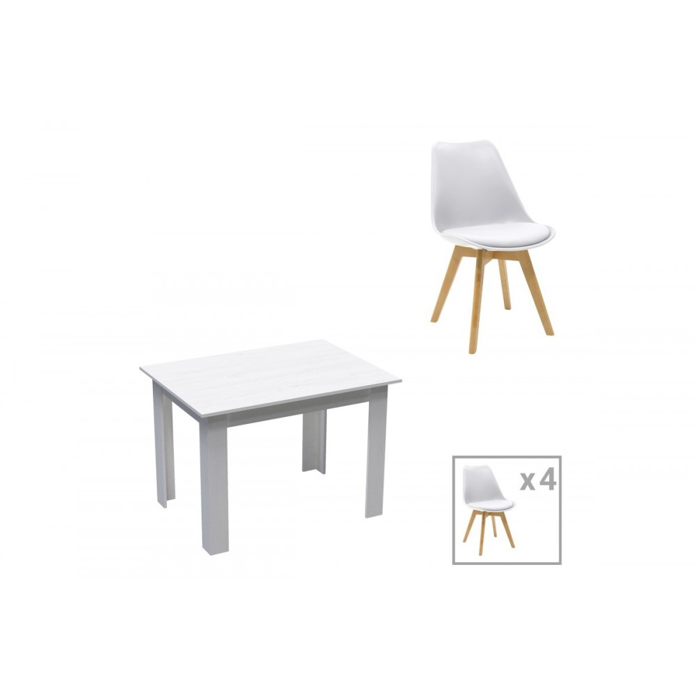 Τραπεζαρία 5τμχ "MANKA-GASTON" σε χρώμα λευκό 110x80x77