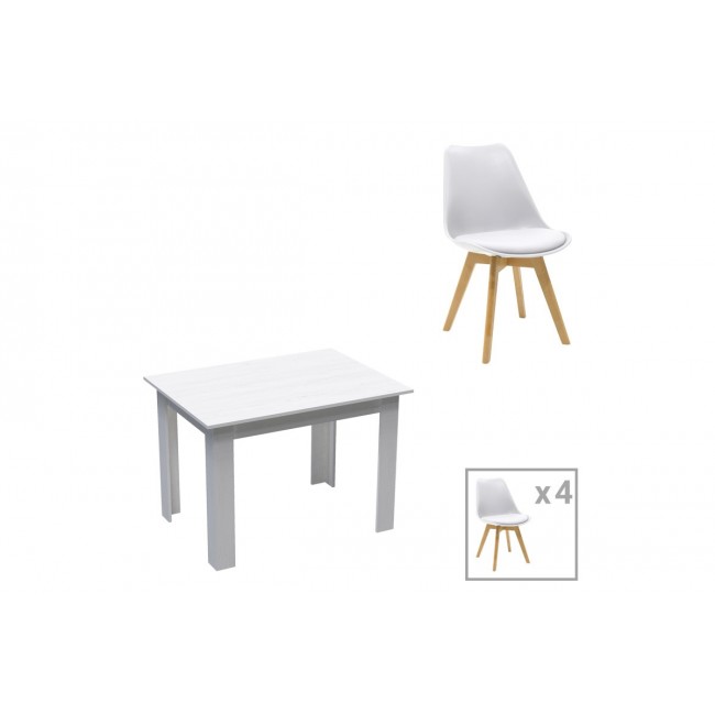 Τραπεζαρία 5τμχ "MANKA-GASTON" σε χρώμα λευκό 110x80x77