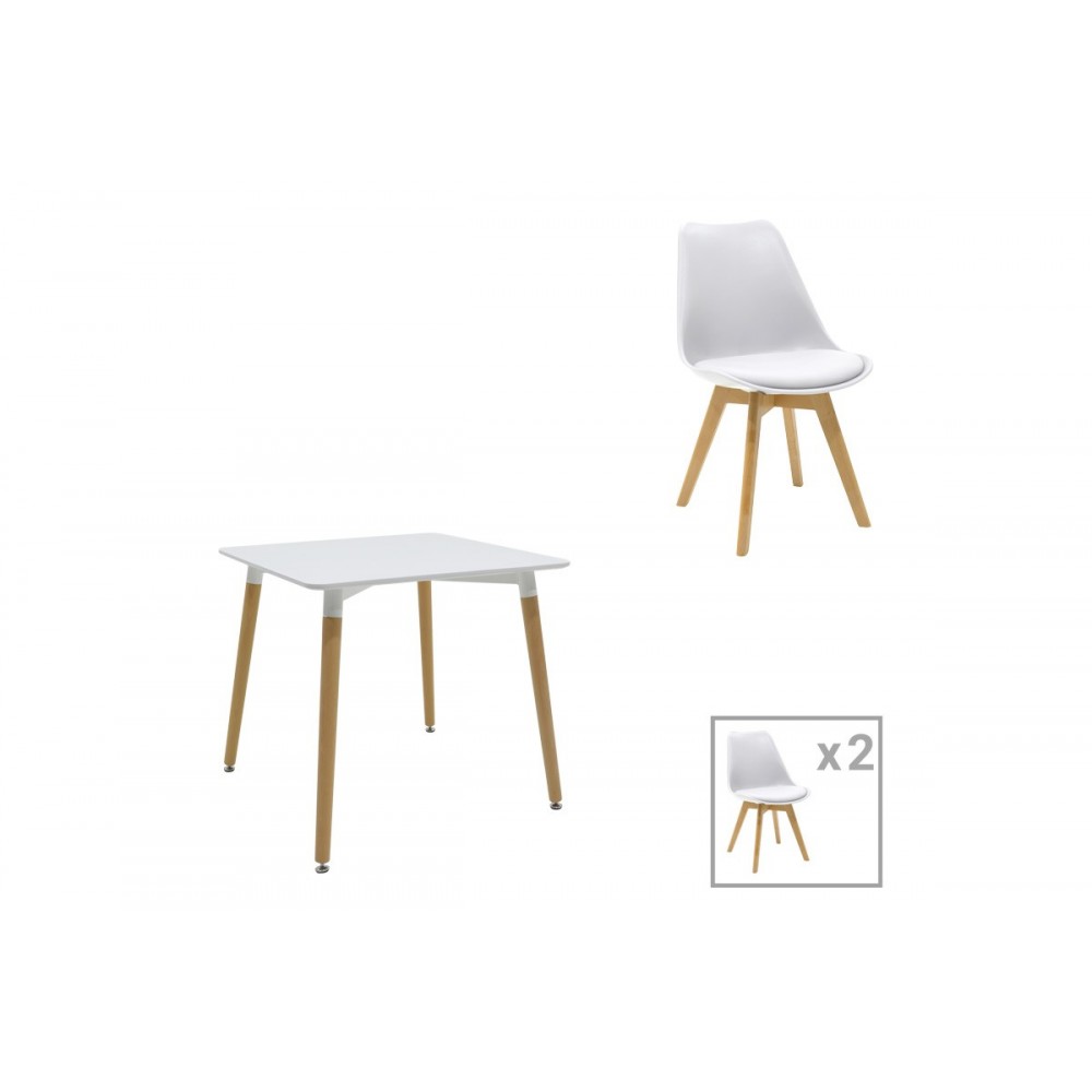 Τραπεζαρία 3τμχ  "NATALI-GASTON" σε χρώμα λευκό 80x80x76