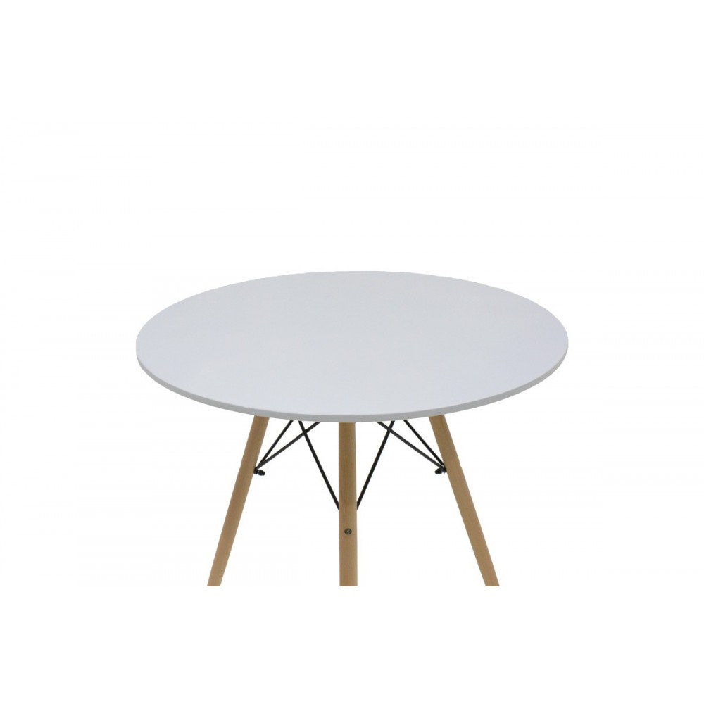 Τραπεζαρία 5τμχ "JULITA-GASTON" από mdf/ξύλο σε χρώμα λευκό/φυσικό Φ80x73