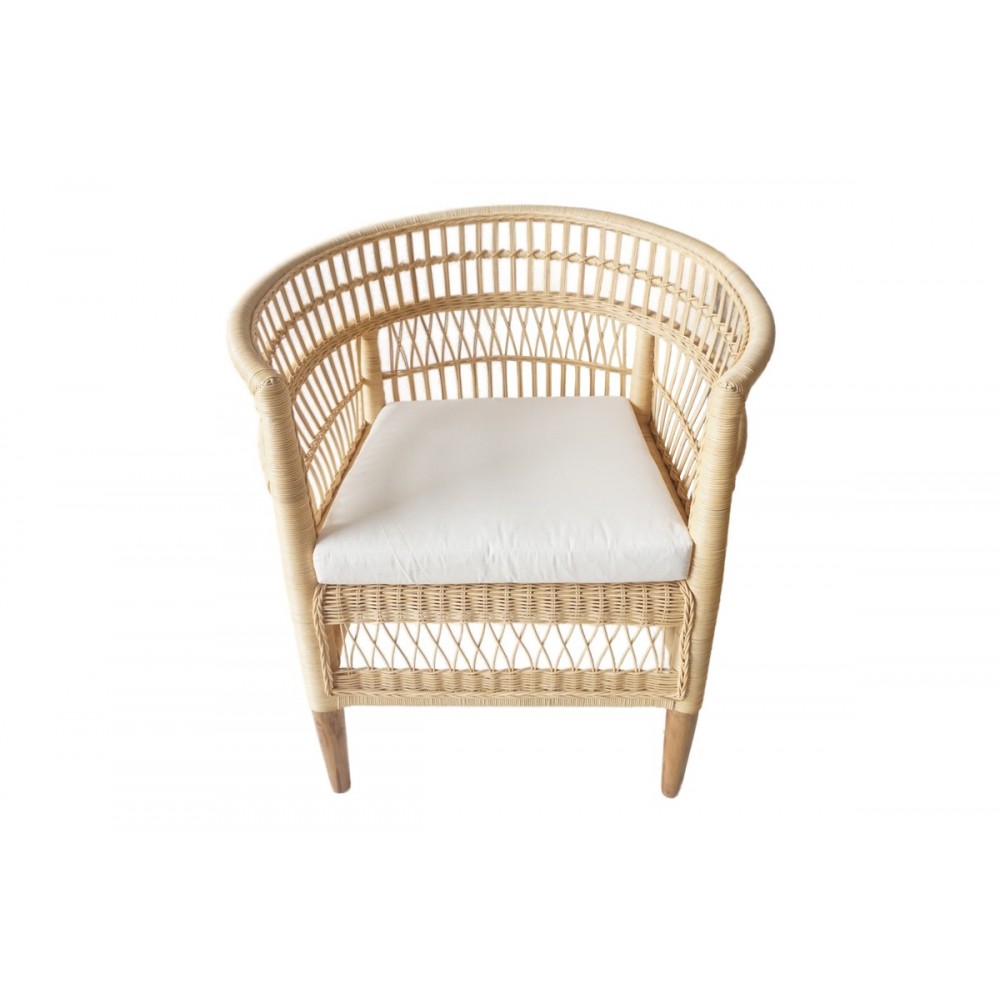 Πολυθρόνα "NECORIAN" από ξύλο/pe rattan σε χρώμα φυσικό/λευκό 80x70x87