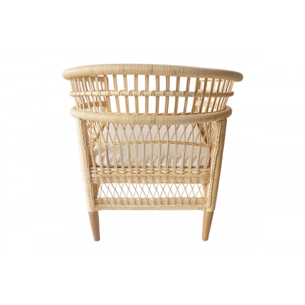 Πολυθρόνα "NECORIAN" από ξύλο/pe rattan σε χρώμα φυσικό/λευκό 80x70x87