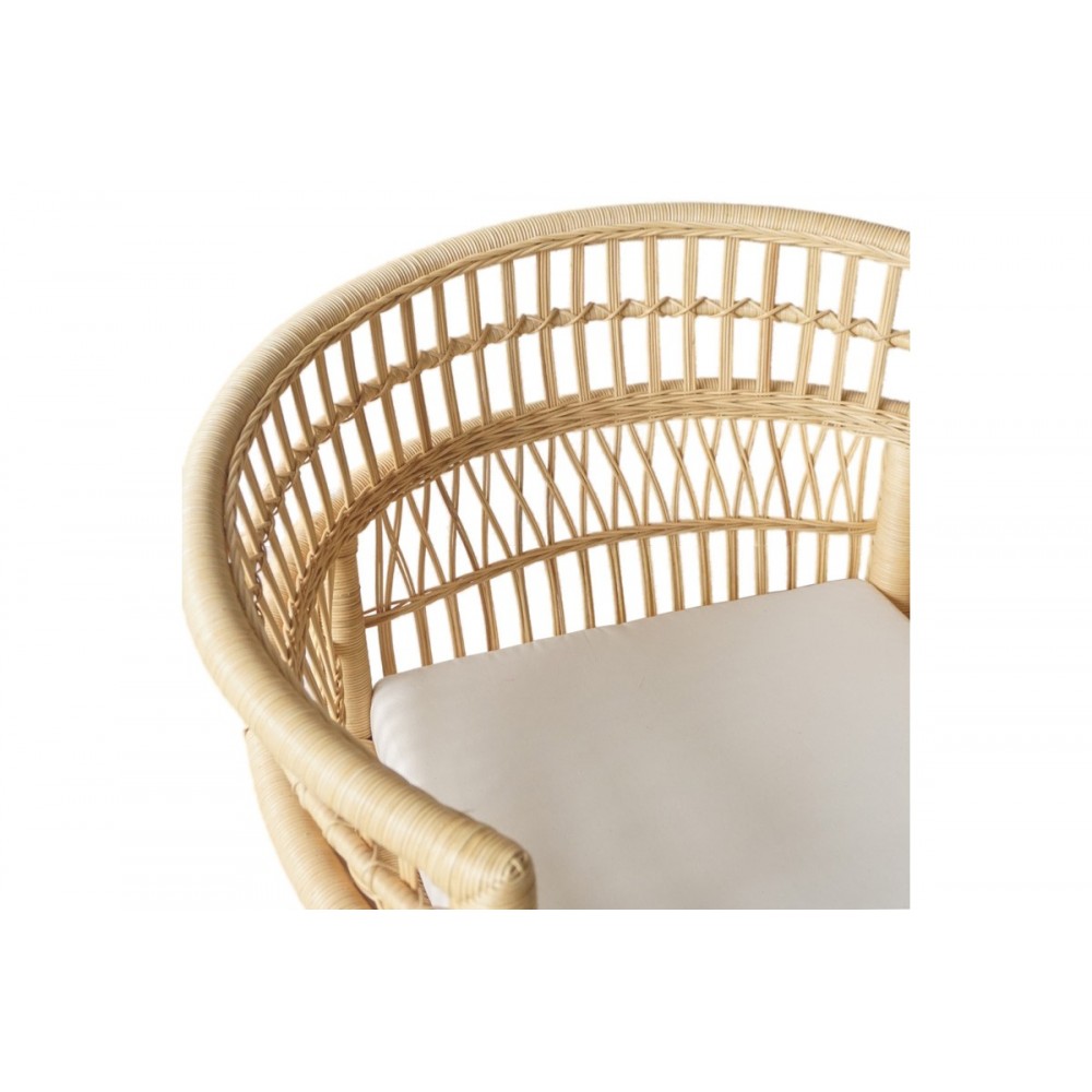 Πολυθρόνα "NECORIAN" από ξύλο/pe rattan σε χρώμα φυσικό/λευκό 80x70x87