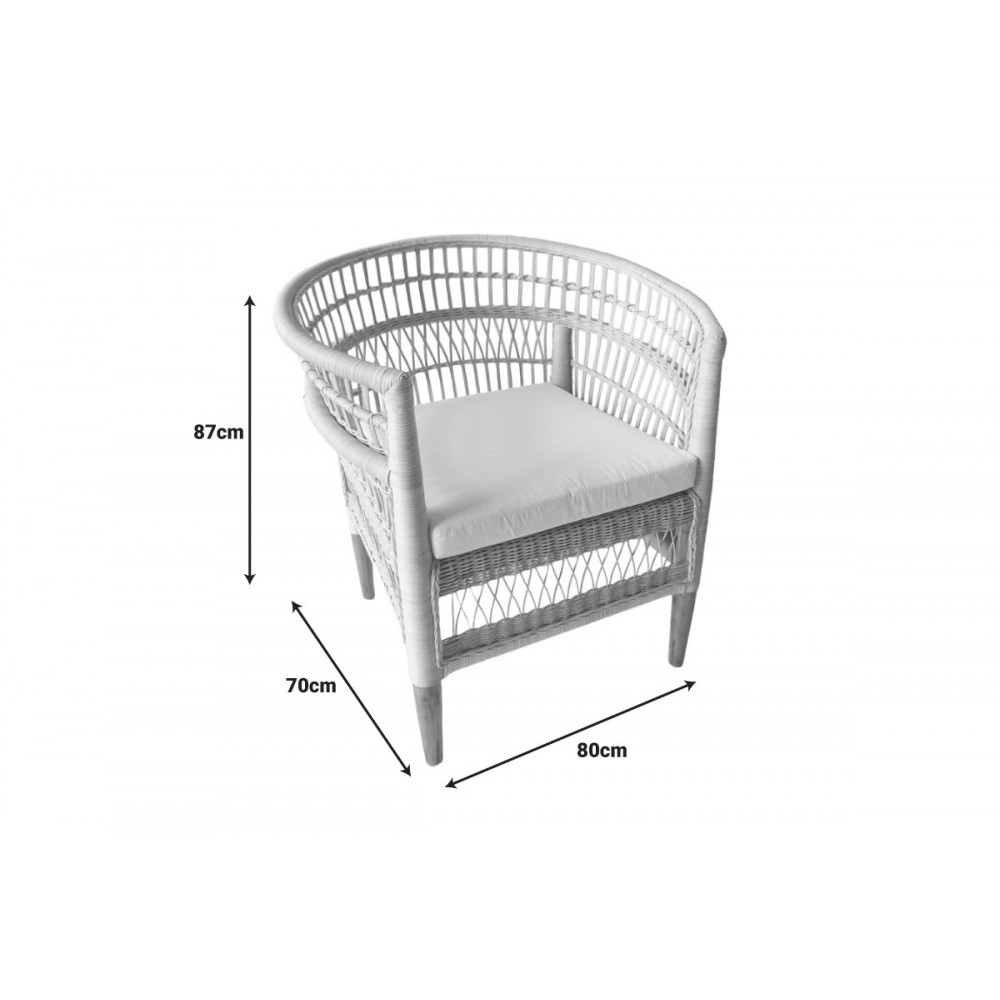 Πολυθρόνα "NECORIAN" από ξύλο/pe rattan σε χρώμα φυσικό/λευκό 80x70x87