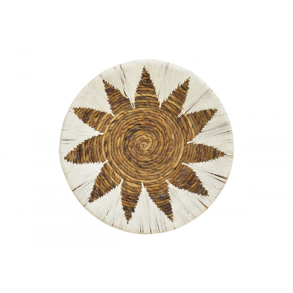 Διακοσμητικό τοίχου 3τμχ "CIRCY" από ψάθα σε χρώμα λευκό/μπεζ Φ50x2