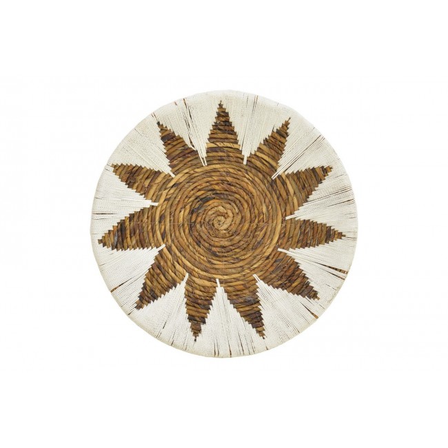 Διακοσμητικό τοίχου 3τμχ "CIRCY" από ψάθα σε χρώμα λευκό/μπεζ Φ50x2