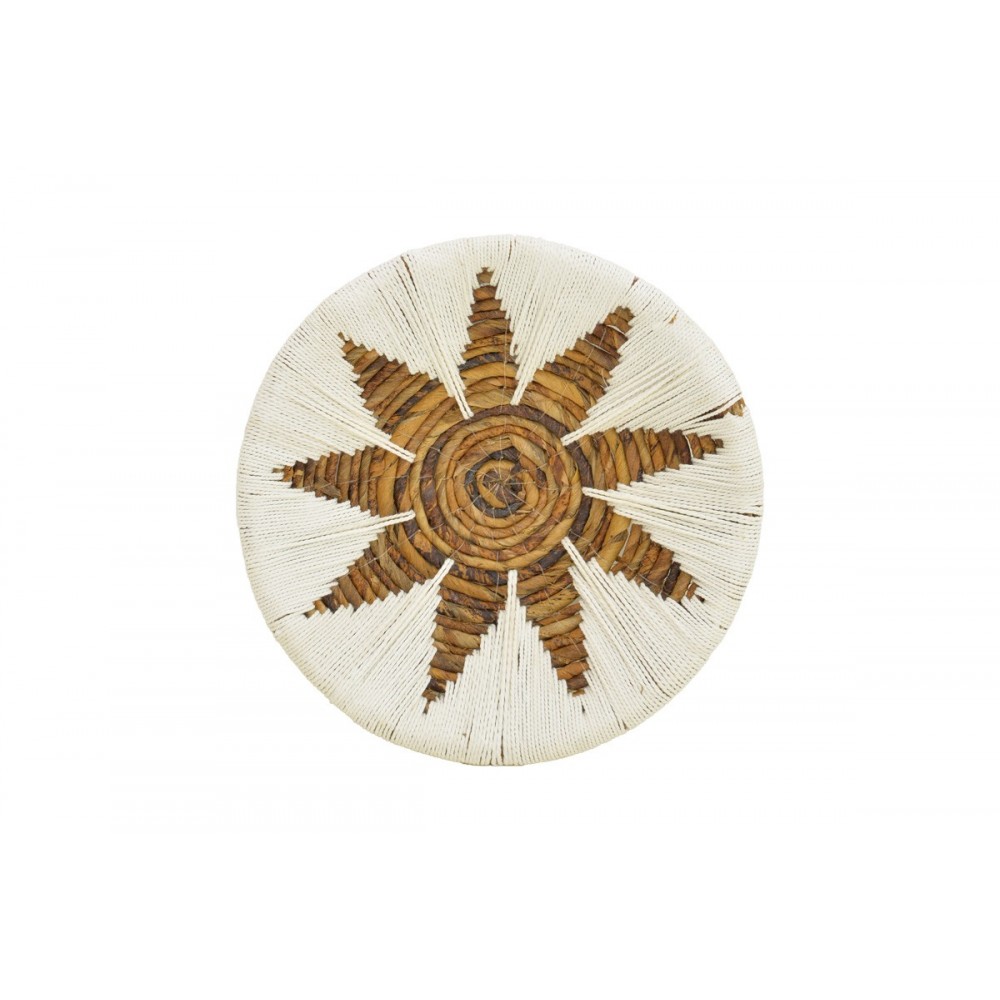 Διακοσμητικό τοίχου 3τμχ "CIRCY" από ψάθα σε χρώμα λευκό/μπεζ Φ50x2