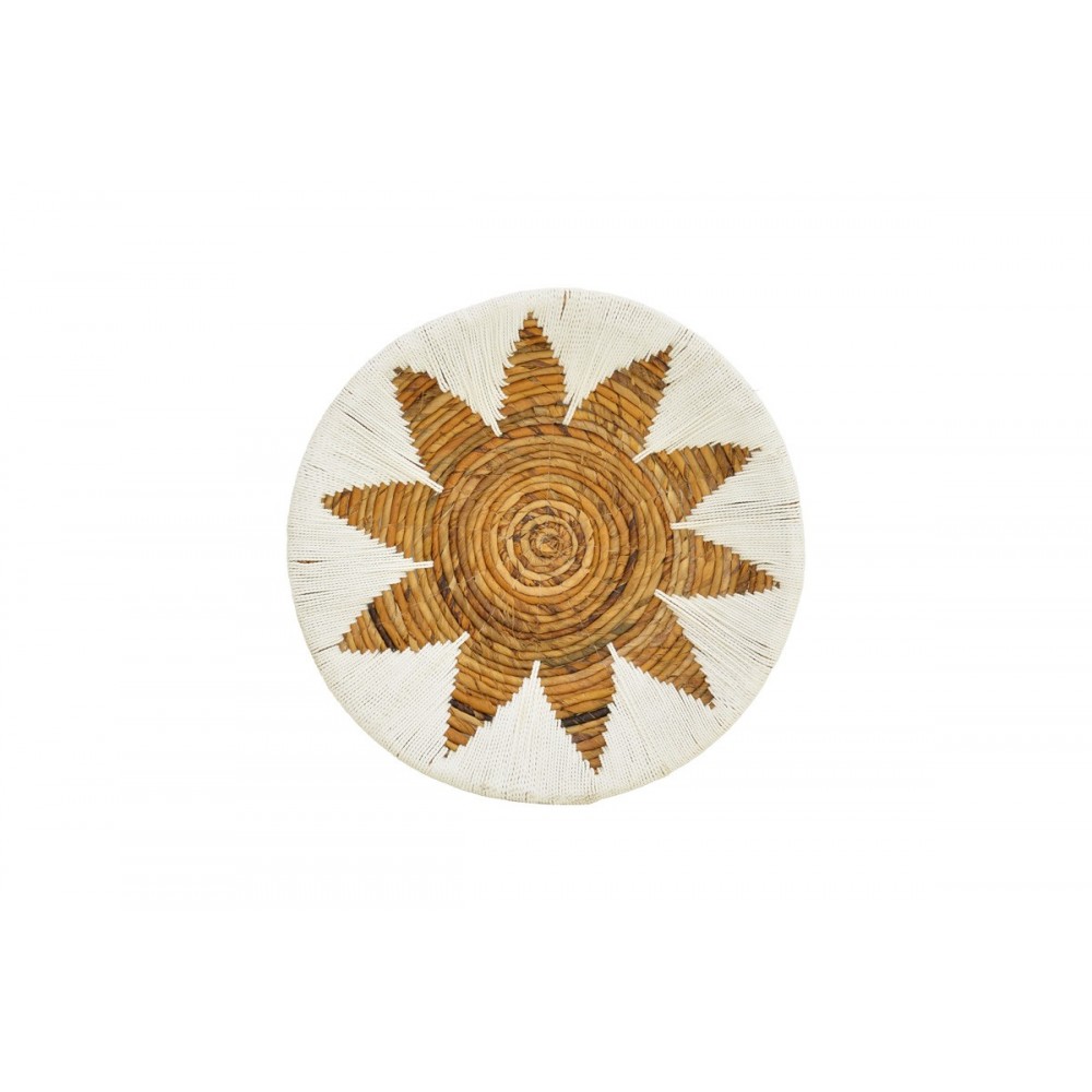 Διακοσμητικό τοίχου 3τμχ "CIRCY" από ψάθα σε χρώμα λευκό/μπεζ Φ50x2