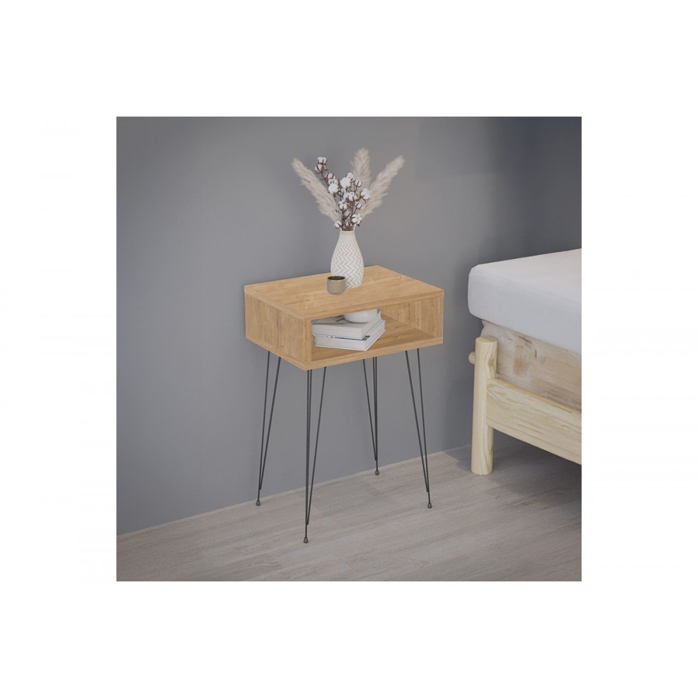 Κομοδίνο "NAIDA" σε χρώμα oak/μαύρο 40x30x59